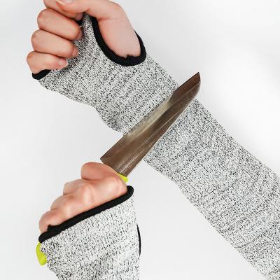 China En388 Cut Protection HPPE Arm Protection Sleeve Thumb Groove Anti-Cut Knits Elbow Length Arm Cut Resistant Tube For Cut Glass Industry for sale