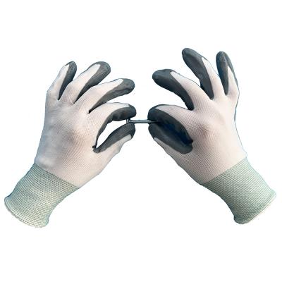 China Comfortable ANSI Certified Lightweight Occupational Safety Nitrile Coated Work Gloves Oil Proof Construction Assembly Palm Dipped Garden for sale