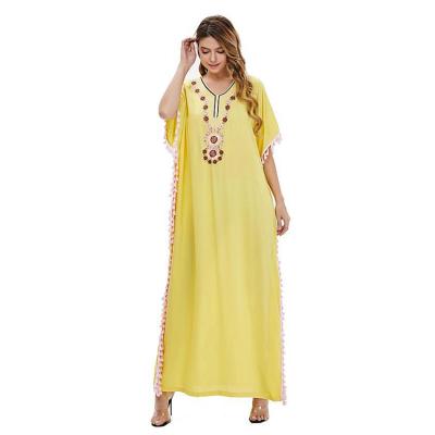 China Breathable 2021 New Plus Size Women Loose Long Abaya Robe Muslim Muslim Ladies Dresses Islamic Clothing for sale