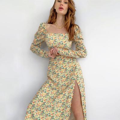 China Elegant Bohemian floral long sleeve vestidos de robe de vestidos d'elegantes de Para de mujer breathable ladies for sale