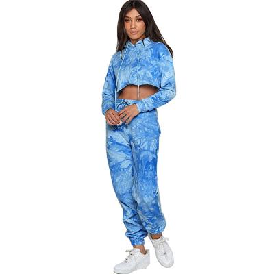 China QUICK DRY Sportswear Pour Woman Ladies Fashion Tie Dye Hooded Casual Sportswear Suits Sportswear Pour Femme for sale