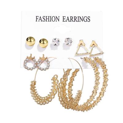 China 2021 Hot Selling Women cute por d'aretes-y-accesori mayor earrings Faux pearl around acrylic tassel aretes mujer earring set for sale