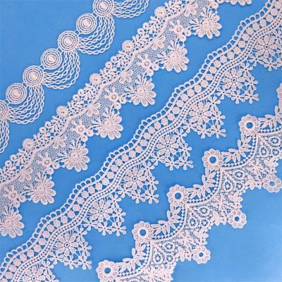 China 2022 New Arrival Embroidery Lace Trim Border Water Soluble Lace Fiber Lace Trim Sustainable Guipure Lace Trim 2022 For Garment for sale