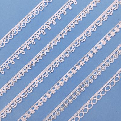 China Cheap Sustainable Water Soluble Milk Fiber Lace Trim For Lingerie Embroidery BORDER Guipure Lace Trim Decorative Lace Trim For Garment for sale