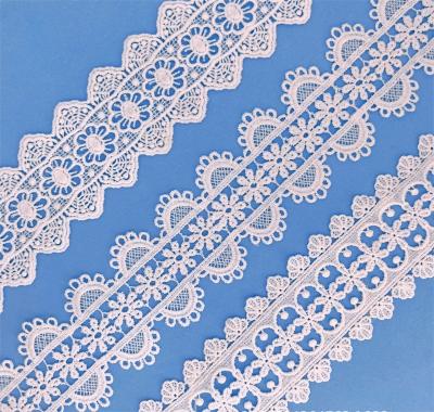 China Wholesale Free Sample Viable Water Soluble Milk Fiber Lace Trimming Embroidery BORDER Guipure Lace Trim Decorative Trim For Garment for sale