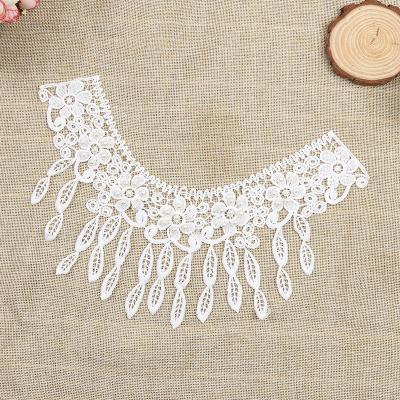 China 3D Garment Accessories Lace Applique Chemical Patches With Bead Embroidered Lace Pattern Applique Lace Sewing Collar For Garment for sale