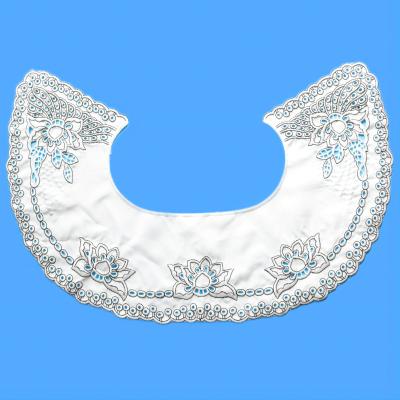 China new arrival 3D large size garment COTTON neck lace pattern collar applique embroidery neckline lace collar applique for dress for sale