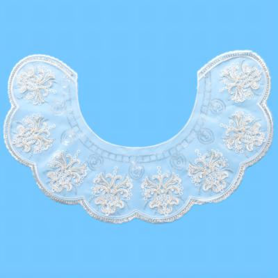 China latest 3D Neckline Trim Applique Guipure Neck Lace Patches Sewing Applique Embroidered Lace Collar Applique for dres for sale