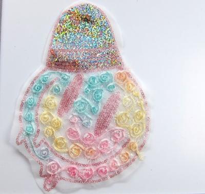 China new design 3D fashion garment accessory applique for clothing embroidery patch fashion sequin organza patch for sale