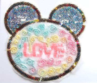 China new design 3D fashion garment accessory applique for micky patch organza belle apparel embroidery patch animal sequin for sale