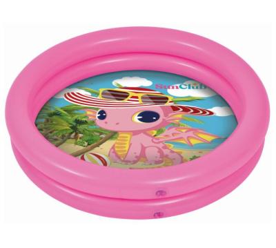 China Bright Pink and Appealing Jilong 57174 Kids Dinosaur 2 Rings Kids Inflatable Water Pool for sale