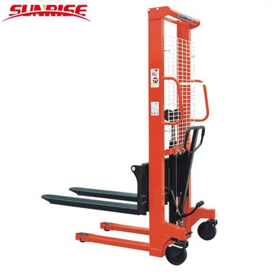 China 1 Ton Manual Hand Forklift Pallet Stacker Jack Truck 100x50mm for sale