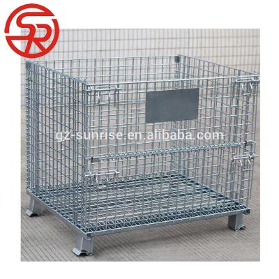 China Corrosion Protection Folding Steel Metal Pallet Cages Wire Mesh Container for sale