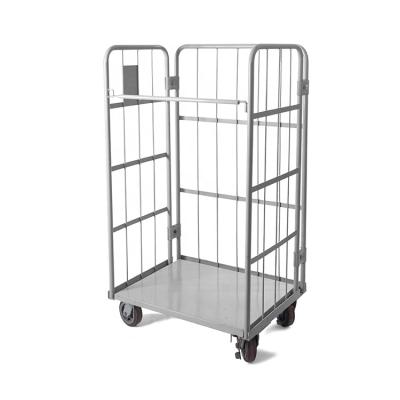 China Collapsible Storage Pallet Draw Wire Mesh Warehouse Steel Roll Cage for sale