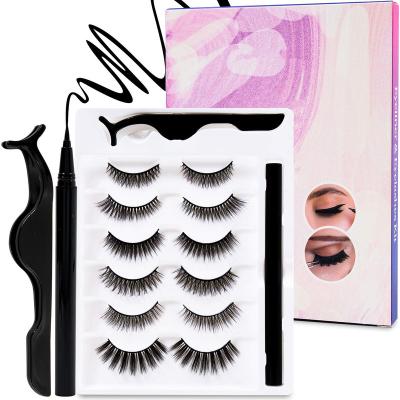 China Full Volume Magic Eyeliner Pen And Lash Kit For 3D Lashes Set No Glue Non Magnetic False Eyelashes Reusable Lashes Rise for sale