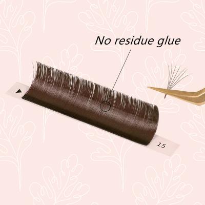 China Soft Chocolate Mink Eyelashes Dark Brown PBT Natural Faux Fiber Lashes Extensions for sale