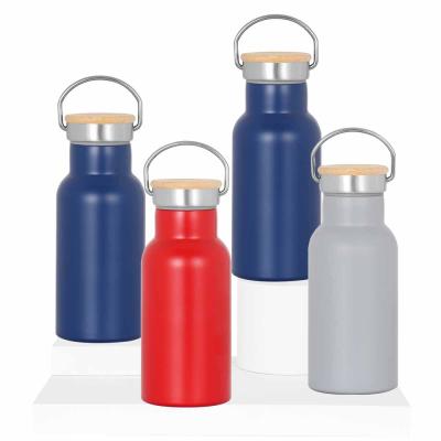 China PORTABLE Double Wall Vacuum Insulated Lid 304 Stainless Steel 450ML 15OZ Bamboo Sport Water Bottle for sale