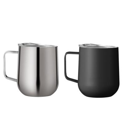 China Sustainable Eco-Friendly Vacuum Insulated 350ml Stainless Steel Travel Tumbler Wine Cup Vacuum Coffee Handle Mug for sale