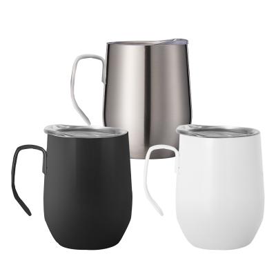 China Viable Hot Sale Doublle Wall Stainless Steel Vacuum Insulated 350ml Travel Tumbler Wine Cup Vacuum Coffee Handle Mug for sale