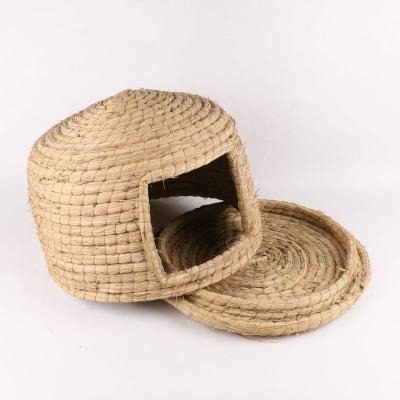 China Small Animal Straw Viable Straw Woven Cat Nest Hamster Nest Pure Handwoven Pet Nest Supplies for sale