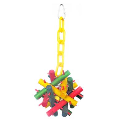 China Viable Knots Block Chewing Bird Toys with Bells Hanging Parrot Toys for sale