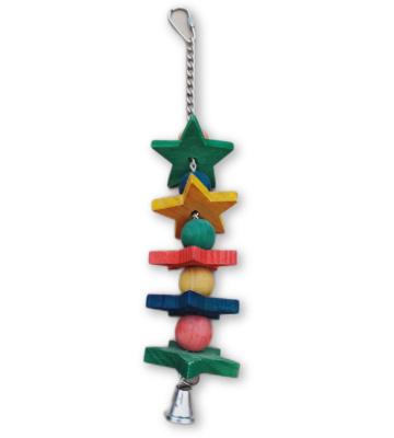 China Viable Colorful Wooden Star Pentagon Bead String Birdcage Accessories Bird Toys for sale