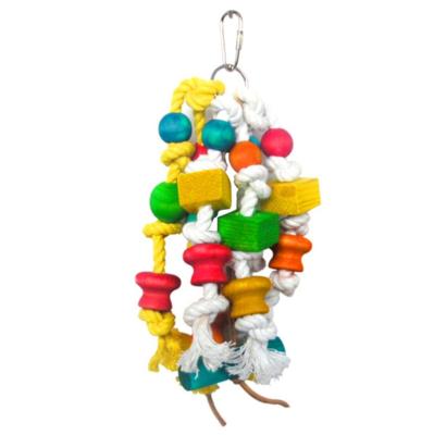 China Sustainable Bird Toys Bird Supplies Venting Wooden Toys Parrot Colorful Hanging Decorative Rack for sale