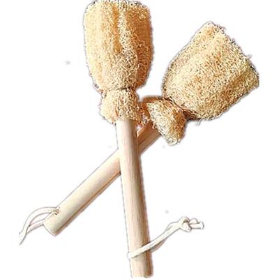 China Viable Natural Organic Nonstick Oil Won't Hurt Hands Plus Wooden Handle Loofah Kitchen Cleaning Brush for sale