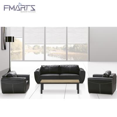 China Eco-friendly Modern Luxury Leather Furniture Black Office Sofa Set for sale