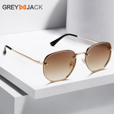 China Fashion Designer Custom Logo High Quality Square Metal Frame Sunglasses Luxury Shades For Women Men for sale