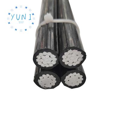 China Copper YUNI Aerial bundled overhead 4*25 4*35 4*50 4*70 4*95 4*120 mm2 mm aluminium abc cable for sale