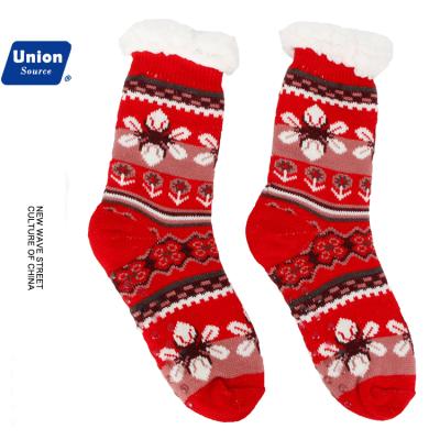 China QUICK DRY Socks Girl Ladies Christmas Day Tube Bangs New Year Red Flowers Warm Soft Embroidered for sale