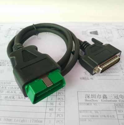 China Speaker Customized Cable DB44 Auto Cable To OBD And OBD2 16pin Cable For Machine Male To Male Custom Length for sale