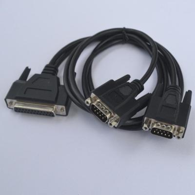 China COMPUTER Customized Data Cable D-Sub Cable DB25 To 2X DB9 Cable For Machine Male To Female Custom Length for sale