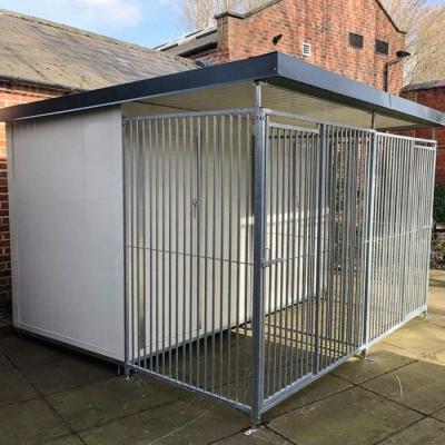 China Sustainable metal galvanized dog cage for large dog with shelfter for sale