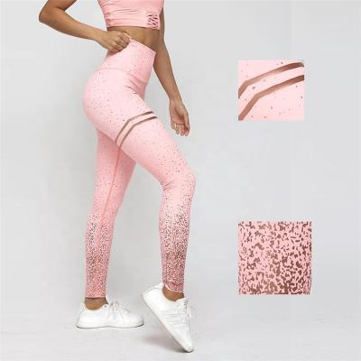 China Antibacterial Pink and Gray Doodle Print Yoga Leggings Fitness Yoga Leggings for sale