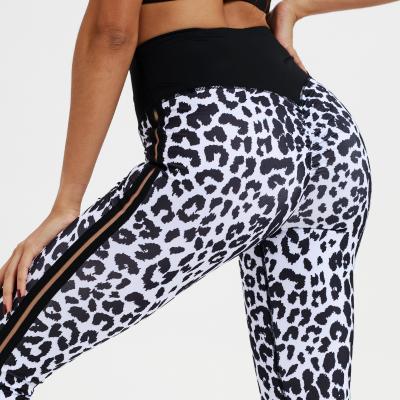 China Antibacterial Women Leopard High Waisted Digital Butt Yoga Pants Sublimation Print Yoga Leggings Crac! crack! for sale