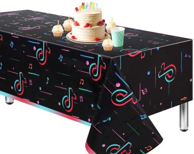 China Oilproof TikTock Kids Party Supplies Disposable Tablecloth Jumbo Plastic Table Cover for sale