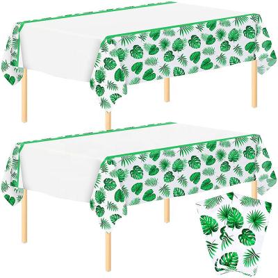 China Oilproof Hawaii Kitchen Dining Green Palm Leaves Table Cover Custom for sale