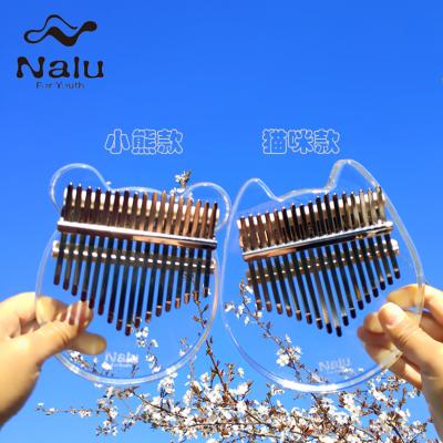 China Nalu Kalimba Acrylic Thumb Piano 17 Mbira Popular Keyboard Key Transparent Instrument Hammer Guitar Tuning Bag for sale