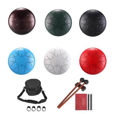 China 10/12 Inch 8 Note Stainless Steel Tongue Drum Percussion Instrument All-in-one Multifunctional Lotus Hand Pan Drum With Drum Mallets Carry Bag Type for sale