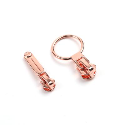 China Hot Sale Rose Gold Metal Zipper Slider Custom Made Good Prices Nickel Free for sale