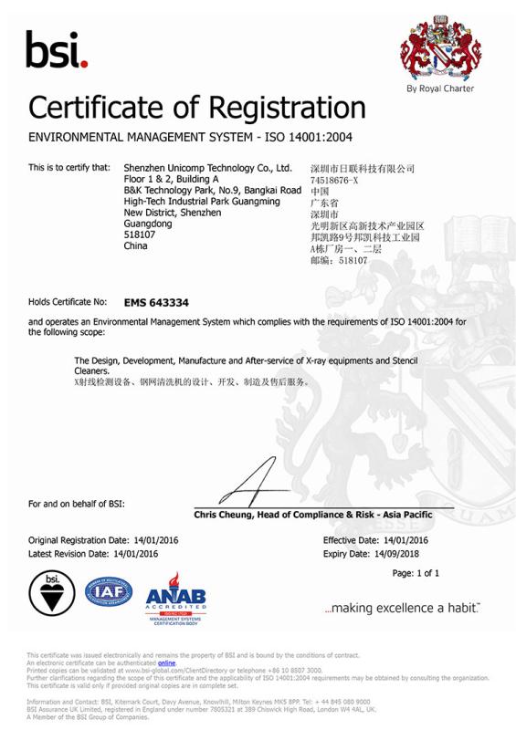 ISO 14001:2015 - Unicomp Technology