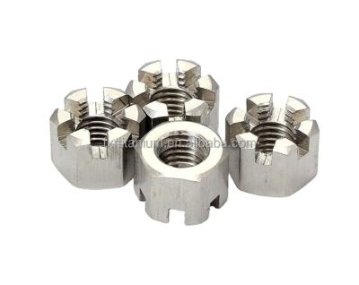 China Heavy Industry Top Quality Din935 Gr5 Hex Slotted Castle Titanium Nuts for sale