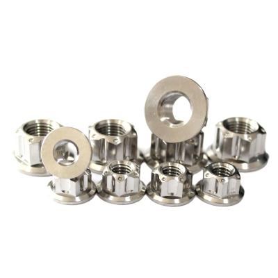 China Hot Sale Excellent Corrosion Resistance GR5 M6 M8 M10 M12 Hexagon Flange Locknuts Motorcycle Titanium Rear Axle Nut for sale