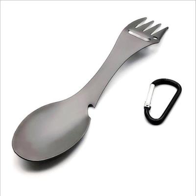 China Inhibiting Germs Outdoor Portable Tableware Travel Fork Titanium Spoon for sale