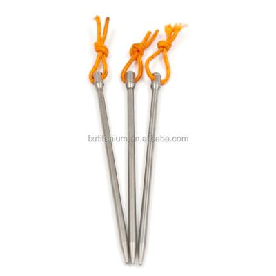 China Supply Round Gr5 Lightweight Titanium Alloy Round Tent Nail Stakes V Shaped Pegs For Outdoor Tent Canopy Camping for sale