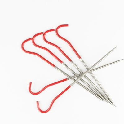 China Lightweight Corrosion Resistant Sturdy Gr5 Question Mark Alloy Tent Bend Titanium Nails Pegs Stakes For Canopy Camping Tent for sale