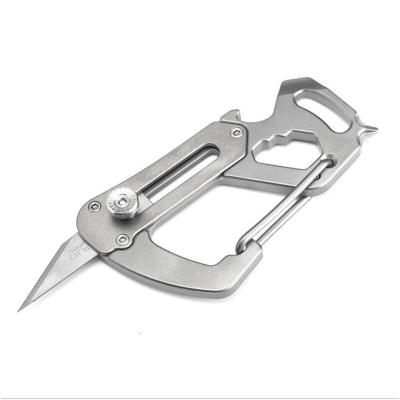 China Portable Healthy Titanium Alloy Buckle EDC Utility Knife Multifunctional Hanging Push-Pull Knife Out of Box Outdoor Tools for sale