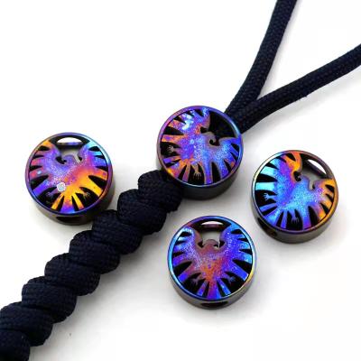 China Sound Customized CNC Machining Anodized Titanium PVD EDC Lanyard Beads Knife Bag Pendant Pendant for sale